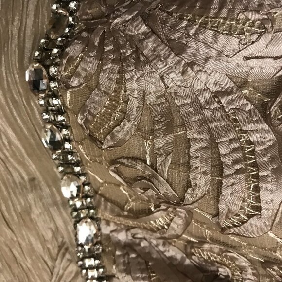 Cachet Metallic Gold Bodycon Maxi Dress Size 16 Prom Old Hollywood Glam Sequins - Picture 4 of 7